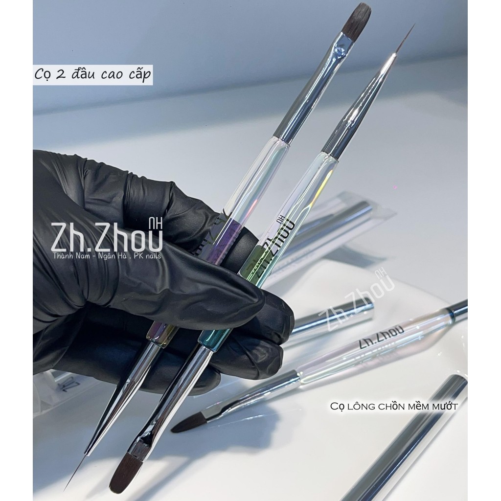 Cọ nét 2 đầu, cọ 2 đầu đắp gel, cọ 2 đầu Zh.Zhou chính hãng, cọ vẽ nét siêu mảnh.