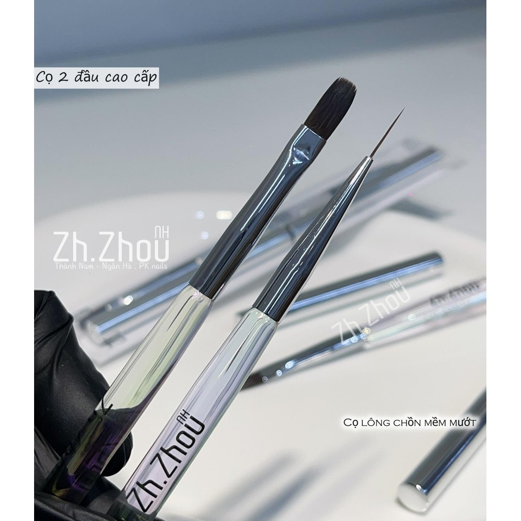 Cọ nét 2 đầu, cọ 2 đầu đắp gel, cọ 2 đầu Zh.Zhou chính hãng, cọ vẽ nét siêu mảnh.