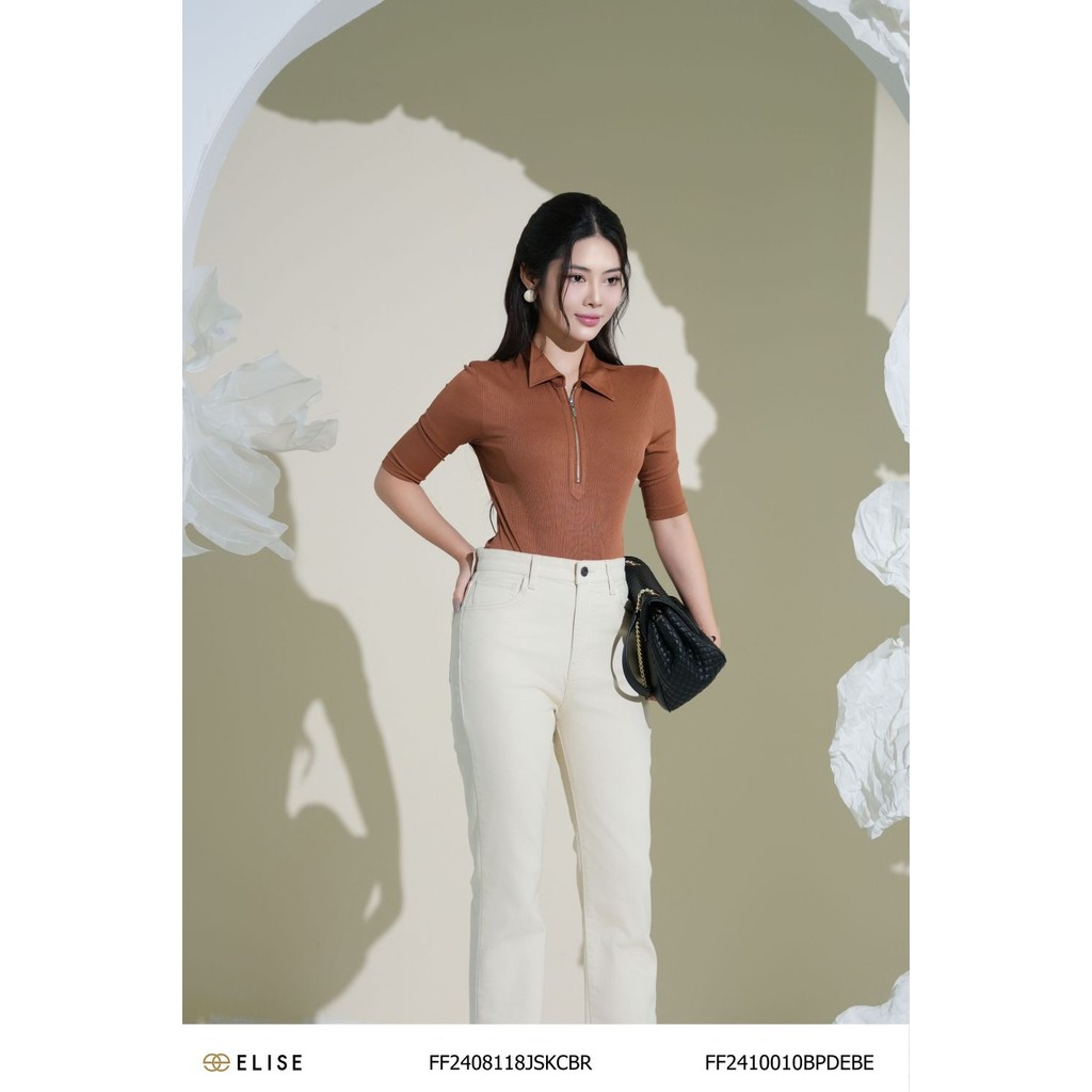 Ảnh Body suit nâu khóa trước thiết kế Elise FF2408118JSKCBR 1