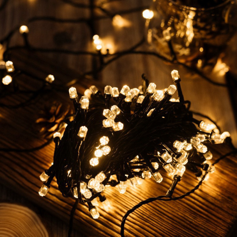 Dây đèn LED 40M chiếu sáng chớp lục giác 40M 20M loại chính hãng tô điểm lễ Tết có phích kết nối điện