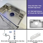 Chậu Rửa Bát 1 Hố HATO Inox SUS304 Dày 3.5 Ly, Bồn Rửa Chén 1 Ngăn Lớn Bán Nguyệt Kiểu Dáng Nhật Bản, Bảo Hành 5 Năm — ảnh 3