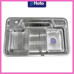 Chậu Rửa Bát 1 Hố HATO Inox SUS304 Dày 3.5 Ly, Bồn Rửa Chén 1 Ngăn Lớn Bán Nguyệt Kiểu Dáng Nhật Bản, Bảo Hành 5 Năm — ảnh 1