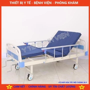 GIƯỜNG BỆNH NHÂN 2 TAY QUAY NÂNG ĐẦU, NÂNG CHÂN (Tặng kèm bàn ăn) bh 12 tháng - CHÍNH HÃNG