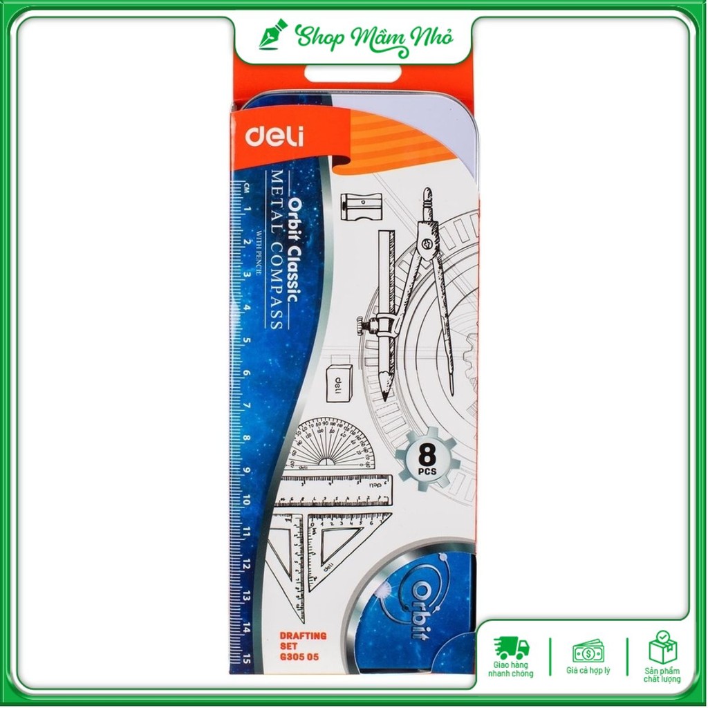 Bộ Compa Eke Thước kẻ Deli hộp sắt - Bộ 8 món - Mã G30505 | Shopee Việt Nam