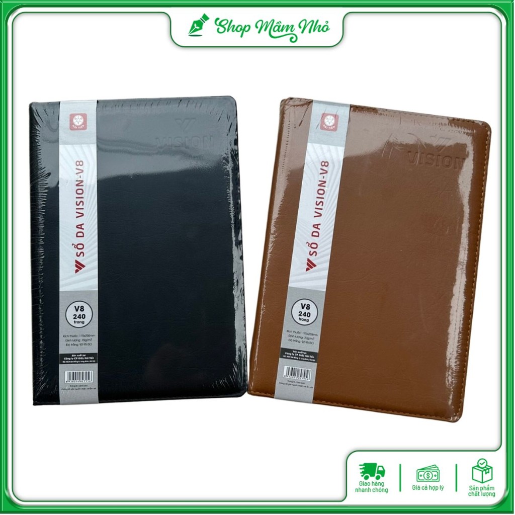 Sổ Tay Cao Cấp Bìa Da Hải Tiến Vision-V8 Kẻ Ngang 240 Trang | Shopee ...