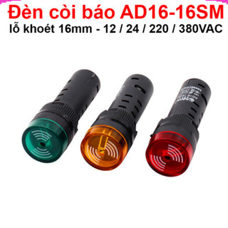 [Giá sỉ] (2C) Đèn còi báo AD16 - 16SM lỗ khoét 16mm điện áp 12V, 24V, 220V, 380VAC