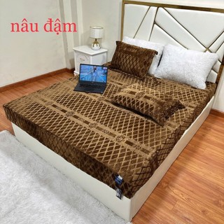 Bộ Ga và vỏ gối nỉ nhung sữa COCO mềm mịn nhập khẩu loại 1, bộ ga gối công nghệ mới thoáng khí