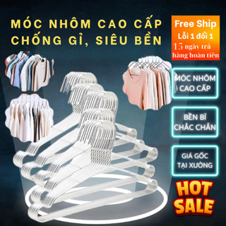 Bộ 10 móc áo nhôm người lớn 4kg dày 4mm dài 44cm cao 18cm.