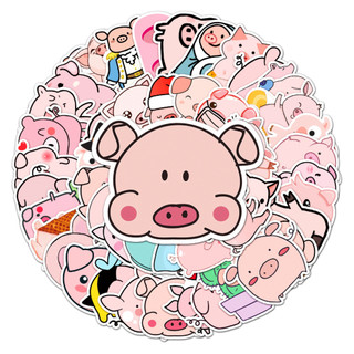 50 Mảnh Ngộ nghĩnh Lợn Màu Hồng Dán Chống Thấm Nước DIY Cho Điện Thoại Laptop Xe Dán Sáng Tạo Decal Nhà