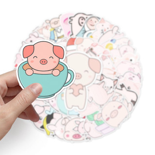 50 Mảnh Ngộ nghĩnh Lợn Màu Hồng Dán Chống Thấm Nước DIY Cho Điện Thoại Laptop Xe Dán Sáng Tạo Decal Nhà