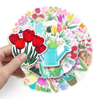 50 Miếng Dán Hoa Tulip Ngộ nghĩnh Chống Thấm Nước DIY Cho Điện Thoại Laptop Dán Xe Hơi Sáng Tạo Decal Nhà