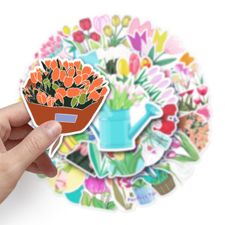 50 Miếng Dán Hoa Tulip Ngộ nghĩnh Chống Thấm Nước DIY Cho Điện Thoại Laptop Dán Xe Hơi Sáng Tạo Decal Nhà