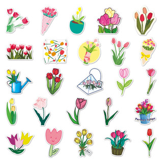 50 Miếng Dán Hoa Tulip Ngộ nghĩnh Chống Thấm Nước DIY Cho Điện Thoại Laptop Dán Xe Hơi Sáng Tạo Decal Nhà