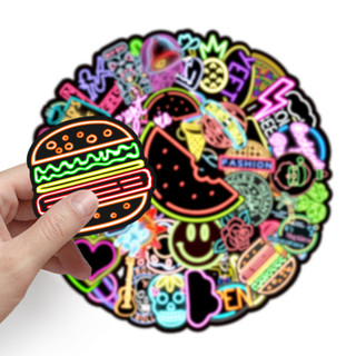50 Miếng Dán Ánh Sáng Neon Ngộ nghĩnh Chống Thấm Nước DIY Cho Điện Thoại Laptop Xe Dán Sáng Tạo Decal Nhà