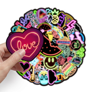 50 Miếng Dán Ánh Sáng Neon Ngộ nghĩnh Chống Thấm Nước DIY Cho Điện Thoại Laptop Xe Dán Sáng Tạo Decal Nhà