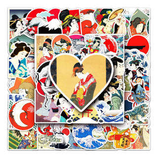 Bộ 50 Ngộ nghĩnh Ukiyoe Dán Chống Thấm Nước DIY Cho Điện Thoại Laptop Xe Hơi Miếng Dán Sáng Tạo Nhà Decal