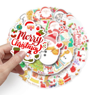50 Miếng Dán Giáng Sinh Vui Nhộn Chống Thấm Nước DIY Cho Điện Thoại Laptop Dán Xe Hơi Sáng Tạo Decal Nhà