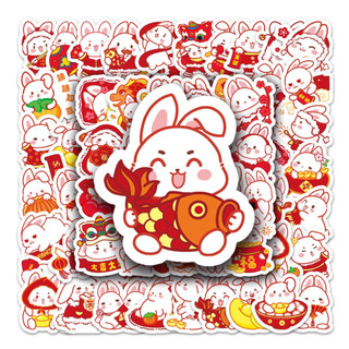 Bộ 50 Kawaii Năm Mới Thỏ Dán Chống Thấm Nước DIY Cho Điện Thoại Laptop Xe Dán Sáng Tạo Nhà Decal