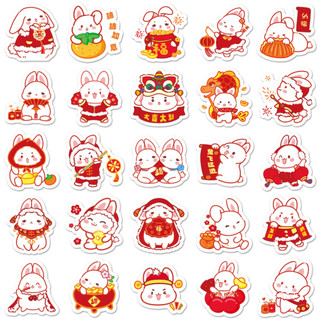 Bộ 50 Kawaii Năm Mới Thỏ Dán Chống Thấm Nước DIY Cho Điện Thoại Laptop Xe Dán Sáng Tạo Nhà Decal