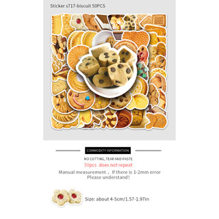 50 Miếng Dán Bánh Quy Trung Quốc Yummy ❉ Cho Điện Thoại Laptop Cốc Nước Mũ Bảo Hiểm DIY Dán Đề Can DIY Doodle Sticker