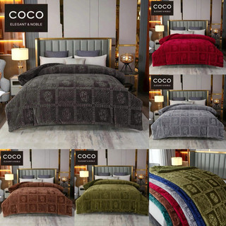 Chăn Lông Thỏ Coco Hoa Trà 2m3x2m Giữ Ấm Tốt Mềm Chăn Đại Hàn Mùa Đông Siêu Ấm
