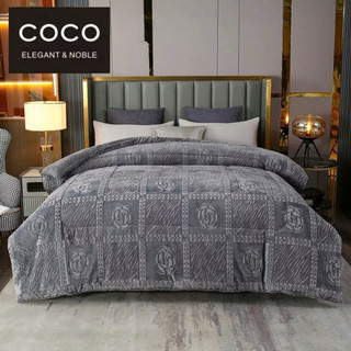 Chăn Lông Thỏ Coco Hoa Trà 2m3x2m Giữ Ấm Tốt Mềm Chăn Đại Hàn Mùa Đông Siêu Ấm