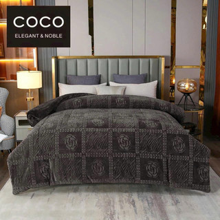 Chăn Lông Thỏ Coco Hoa Trà 2m3x2m Giữ Ấm Tốt Mềm Chăn Đại Hàn Mùa Đông Siêu Ấm