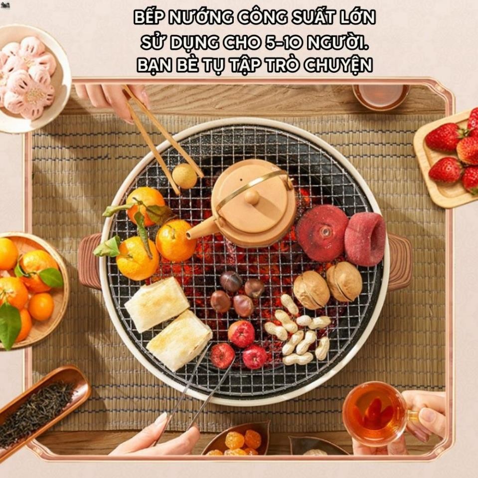 Bếp Nướng Than Hoa Tròn Không Khói Nướng BBQ Size 32Cm Chất Liệu Thép Không Gỉ Vỉ Nướng Inox Có Chân