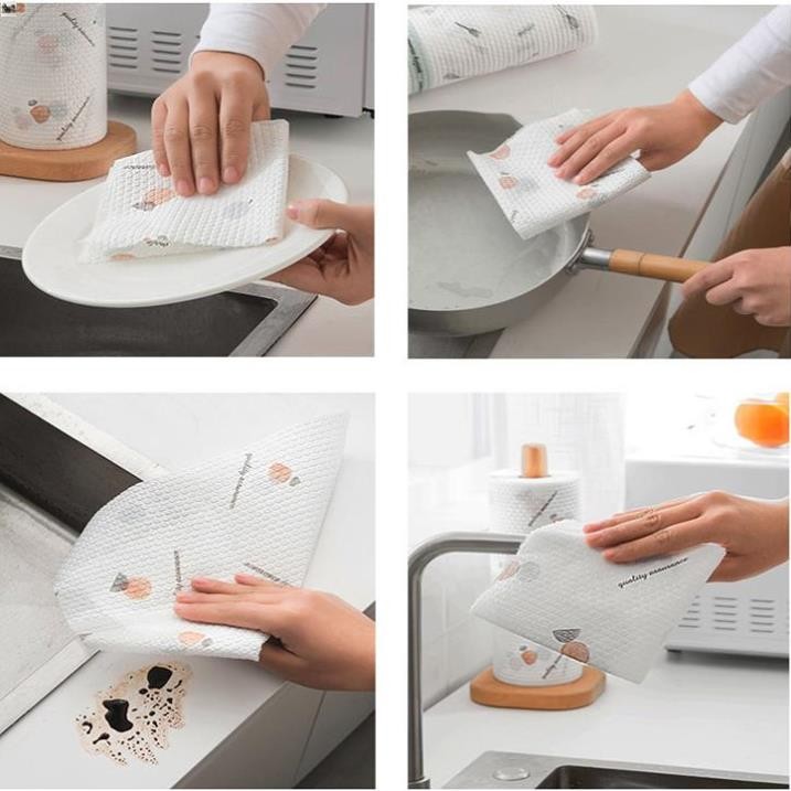 Cuộn Khăn Lau Đa Năng Dài 20cm - 40 Tờ, Khăn Giấy Chuyên Dụng Cho Nhà Bếp Có Thể Tái Sử Dụng, Loại 1