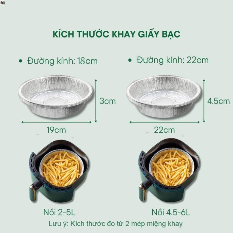 Giá Sỉ 20 Khay Giấy Bạc Lót Nồi Chiên Không Dầu, Lò Nướng - KGB001 - Chất liệu Nhôm Nhiều Size