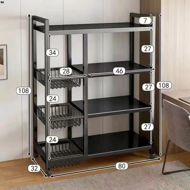 GIÁ HUỶ DIỆT - Kệ để đồ nhà bếp đa năng 2/4 tầng để lò vi sóng nồi cơm điện có bánh xe đẩy