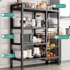 GIÁ HUỶ DIỆT - Kệ để đồ nhà bếp đa năng 2/4 tầng để lò vi sóng nồi cơm điện có bánh xe đẩy