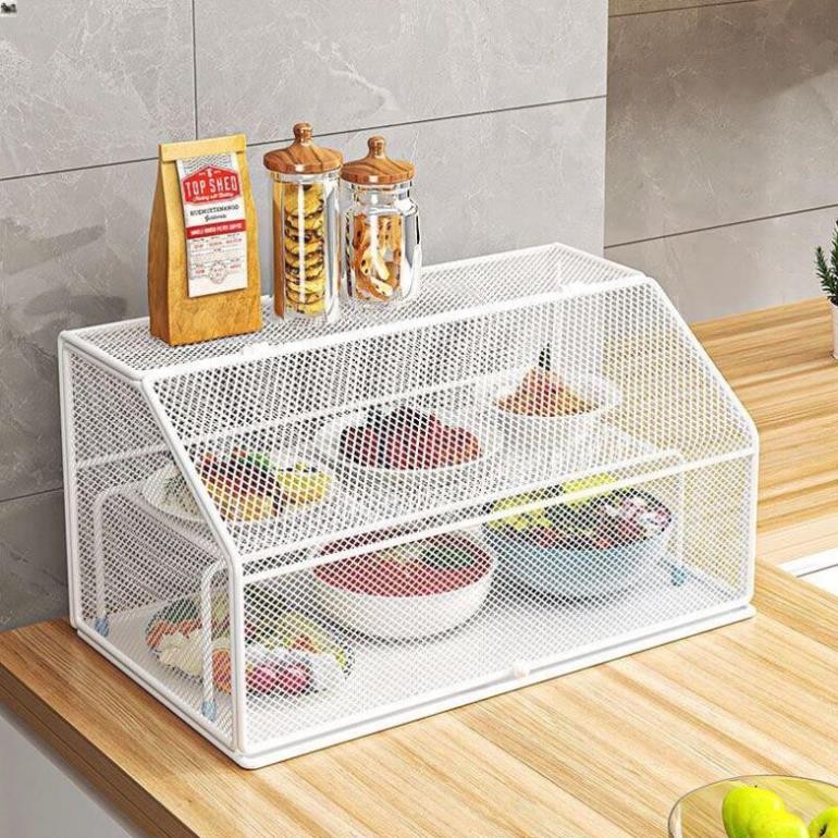 Kệ Lưới Để Thức Ăn, Lồng Bàn Thép 2 Tầng Tránh Côn Trùng Chất Liệu Thép Sơn Tĩnh Điện