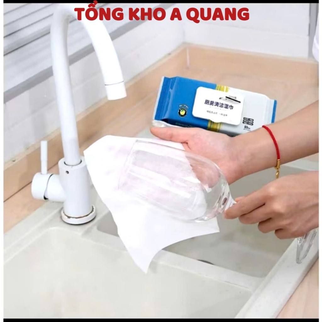 KHĂN LAU BẾP ĐA NĂNG, Khăn ướt lau bếp lau đồ gói 80 tờ -Gói Khăn Ướt Lau Bếp Đa Năng,Khăn Lau Bếp Xịn - KHANLAU586