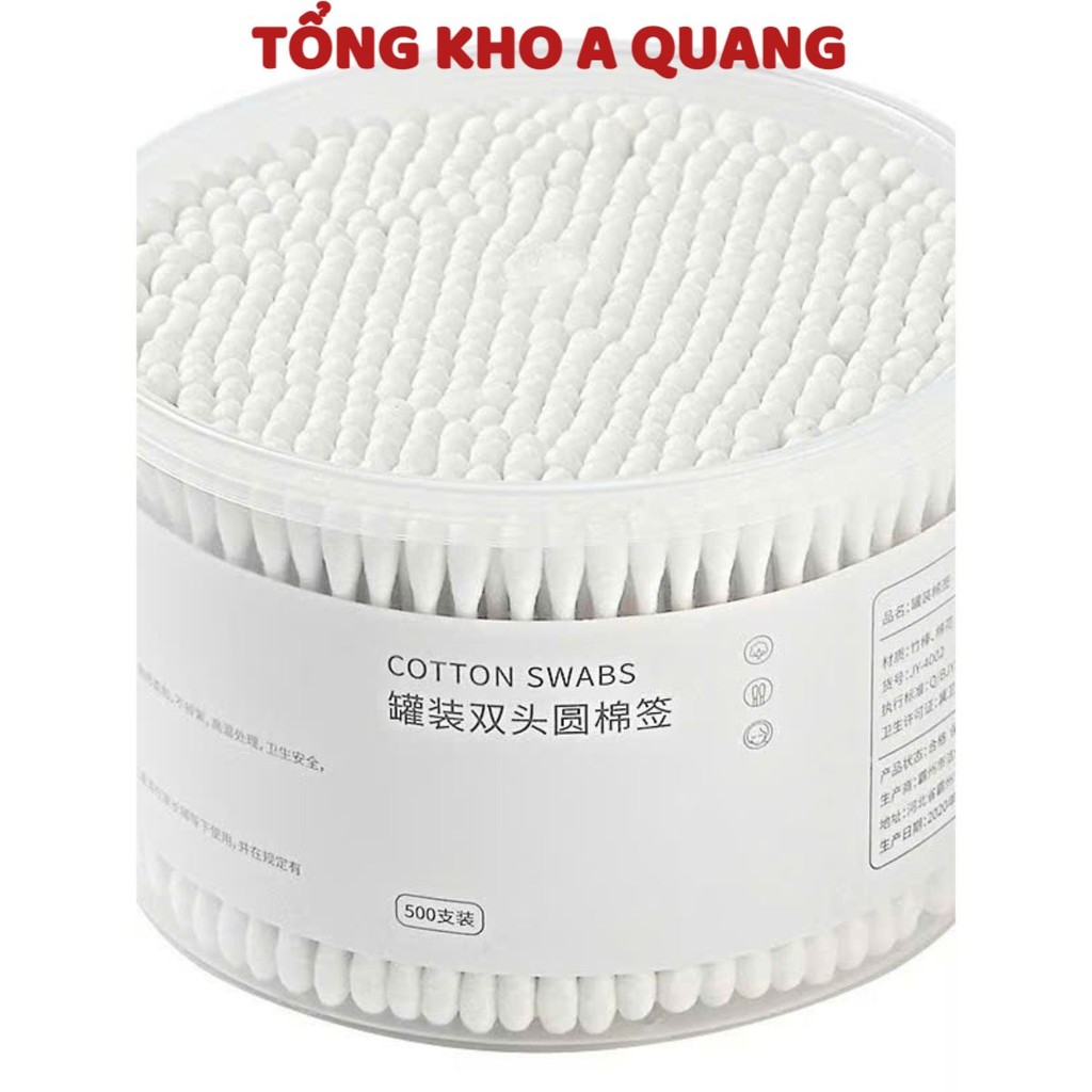 HỘP 500 TĂM BÔNG THÂN GỖ (THÙNG 120), Hộp lớn 500 que tăm bông y tế, tăm bông trang điểm, spa, bông ngoáy tai que gỗ-M9