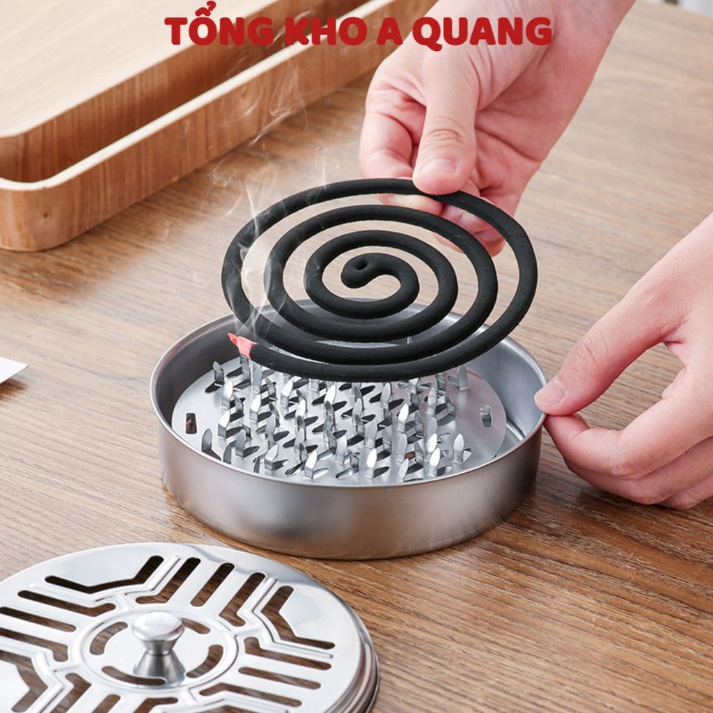 Hộp Đựng Nhang Muỗi Có Nắp Đậy, Khay Đựng Hương Muỗi Bằng Thép Không Gỉ An Toàn, KHAY ĐỰNG NHANG MUỖI, XÔNG TRẦM