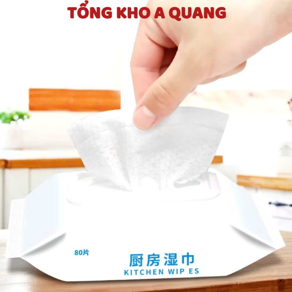 KHĂN ƯỚT LAU BẾP TRẮNG, Bịch 60 tờ giấy ướt lau bếp, tẩy vết dầu mỡ diệt khuẩn siêu sạch đa năng -MA: KHANLAUBEP