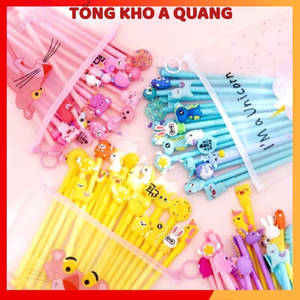SET BÚT BI ĐẦU THÚ, Combo 20 bút bi đầu hình thú tặng kèm túi zip - SET BÚT BI ĐẦU THÚ MA: BUTBIDAUTHU34