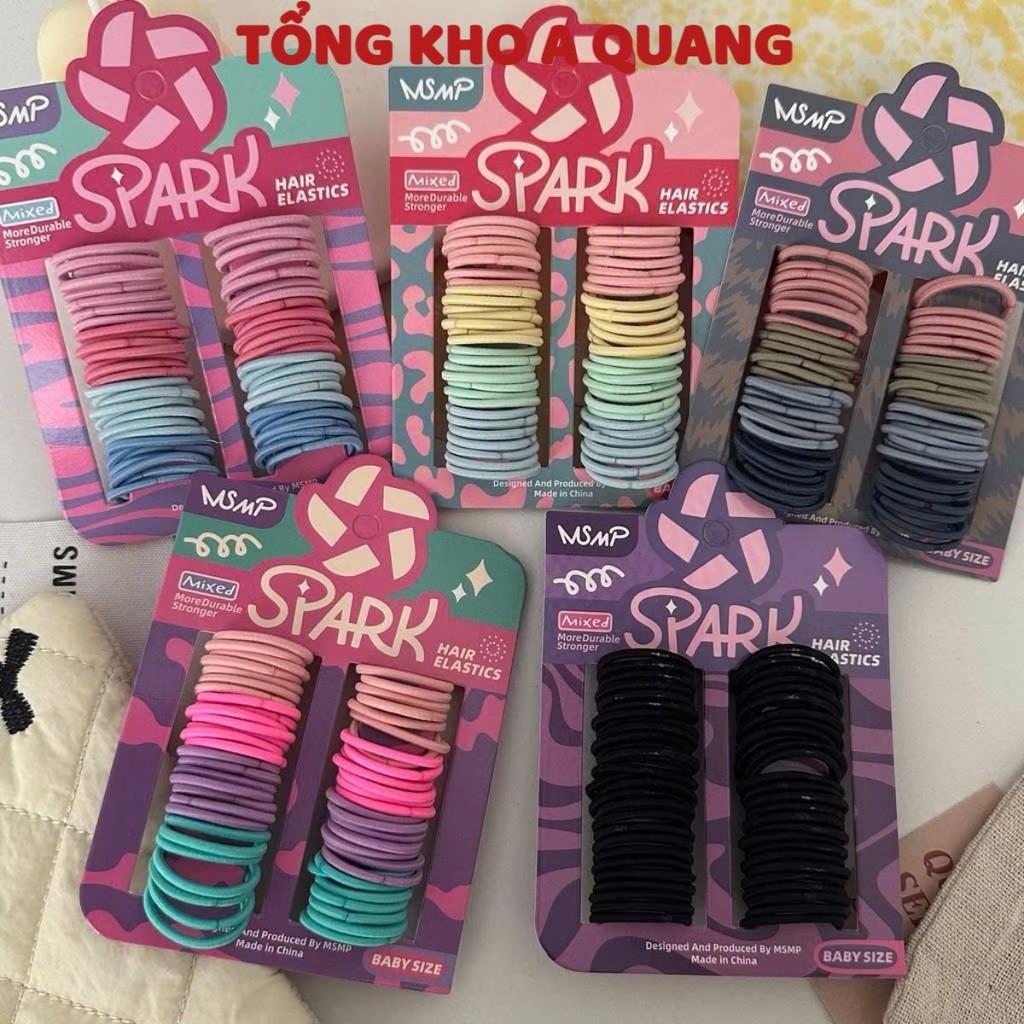 BỘ DÂY CHUN NHIỀU MÀU SẮC, VỈ DÂY BUỘC TÓC - MÃ: DAYCHUN478