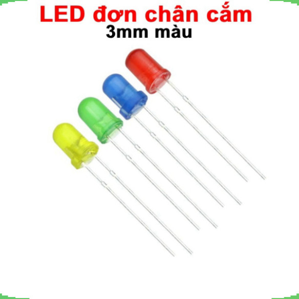 (20 con) LED đơn chân cắm kích thước led 3mm màu (xanh lá/đỏ/xanh dương ...