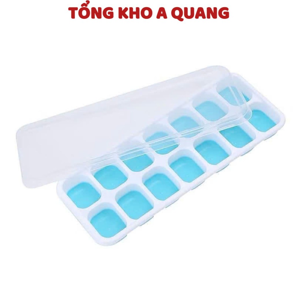 (COMBO 5) Khay Làm Đá Silicon 14 viên có nắp đậy, Khuôn làm kem làm thạch hoa quả tiện lợi bền bỉ, KHAY LÀM ĐÁ