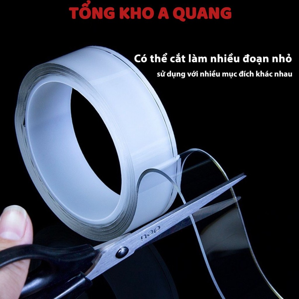 Băng Dính 2 Mặt Siêu Dính Băng Keo Nano Trong Suốt 3cm*3m Dán Tường Dính Mọi Bề Mặt Tiện Lợi - BANGDINH561