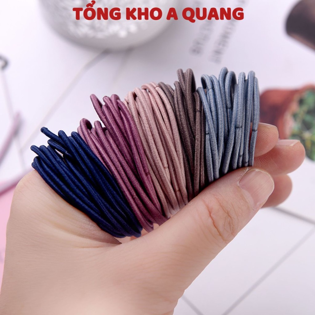 (COMBO 5) Set 100 Dây Chun Buộc Tóc Trơn Mix Màu Có Túi Zip - Chun Buộc Tóc Nhiều Màu Cho Nữ, Phụ Kiện Tóc Tiện Dùng