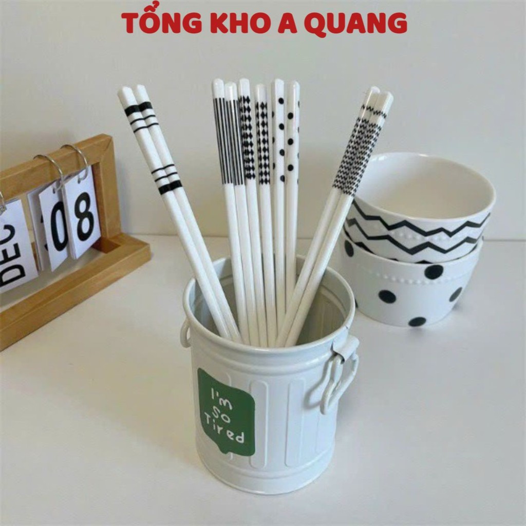 5 ĐÔI ĐŨA TRẮNG HỌA TIẾT TRÊN ĐẦU ĐŨA - Set 5 Đôi Đũa Gốm Sứ Chống Trượt Cao Cấp Nhật Bản đũa ăn cơm