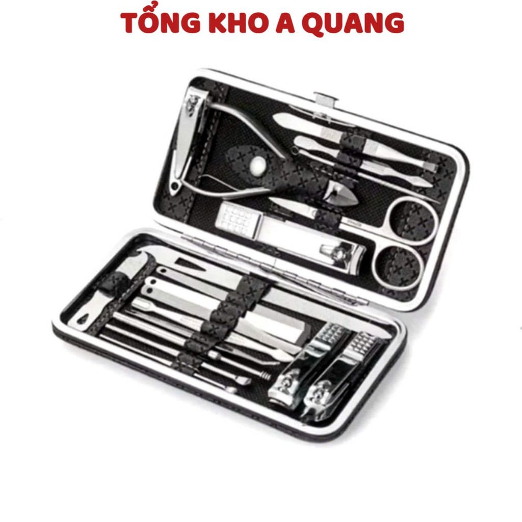 BỘ BẤM MÓNG 19 CHI TIẾT SIZE VỪA, Bộ Dụng Cụ Cắt Móng Tay 19 Món Bằng Thép Không Gỉ - Bộ Bấm Móng Tay Cao Cấp-MA:96
