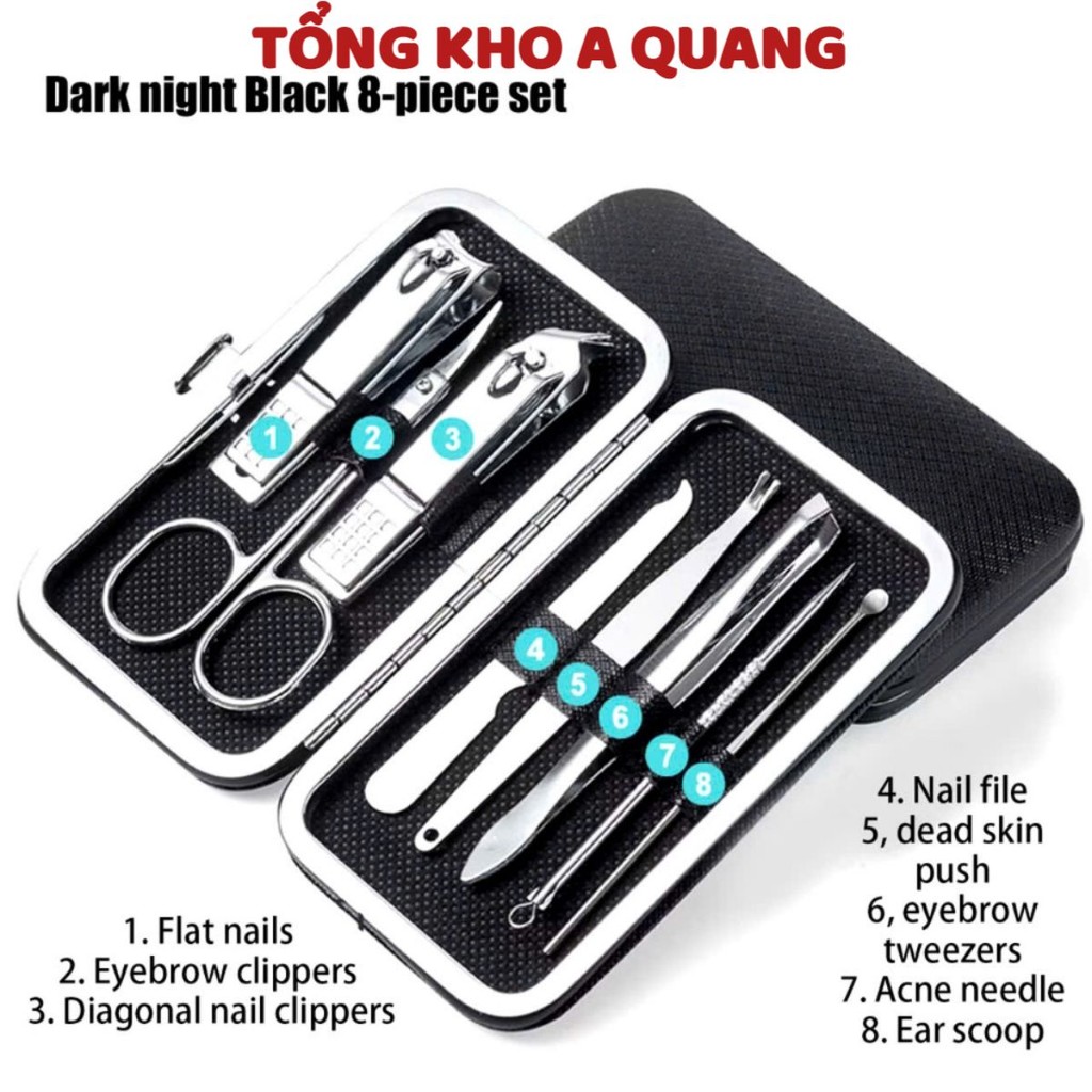 BỘ BẤM MÓNG 19 CHI TIẾT SIZE VỪA, Bộ Dụng Cụ Cắt Móng Tay 19 Món Bằng Thép Không Gỉ - Bộ Bấm Móng Tay Cao Cấp-MA:96