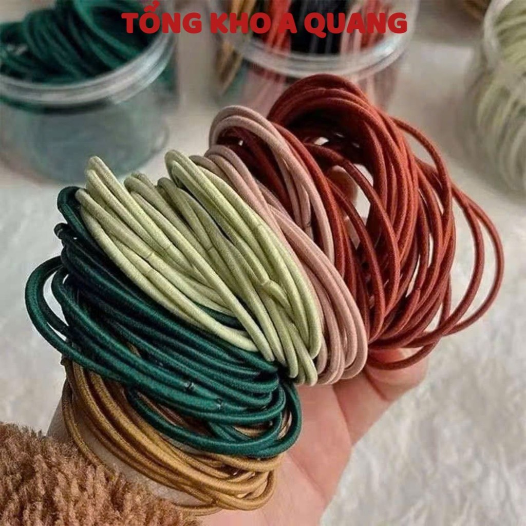 (COMBO 5) Set 100 Dây Chun Buộc Tóc Trơn Dựng Túi Zip Mix Màu, DÂY THUN SẮC MÀU - MẪ; CHUNCOTBUOCTOC97