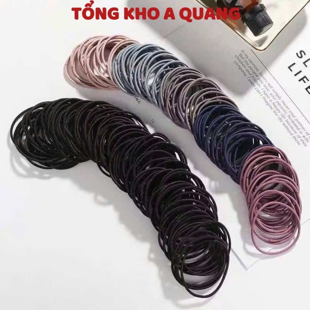 (COMBO 5) Set 100 Dây Chun Buộc Tóc Trơn Dựng Túi Zip Mix Màu, DÂY THUN SẮC MÀU - MẪ; CHUNBUOCCOTTOC63