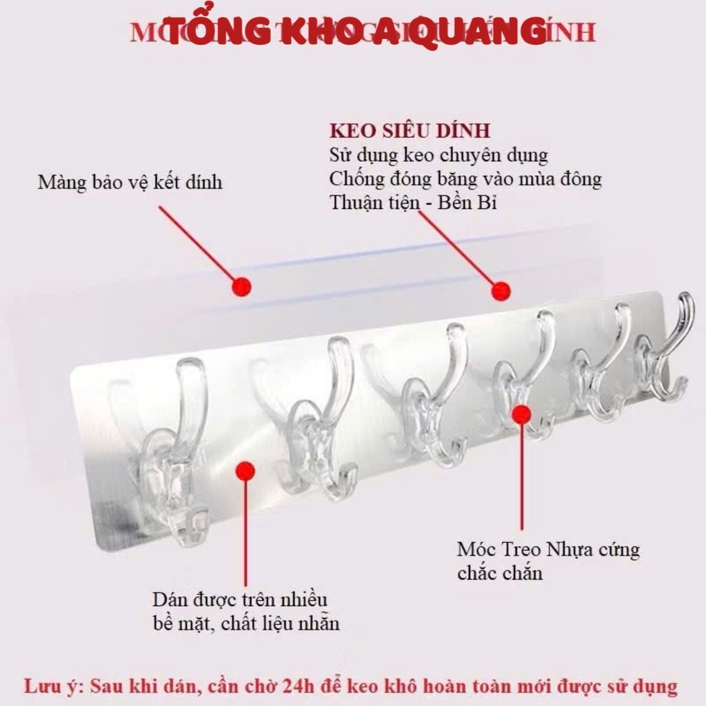 [COMBO 10] Móc Dán Tường Trong Suốt 6 Nhánh Treo Dính Siêu Chắc, THANH NHỰA 6 MÓC CHỊU LỰC - MÃ: MOCDANTUONG23