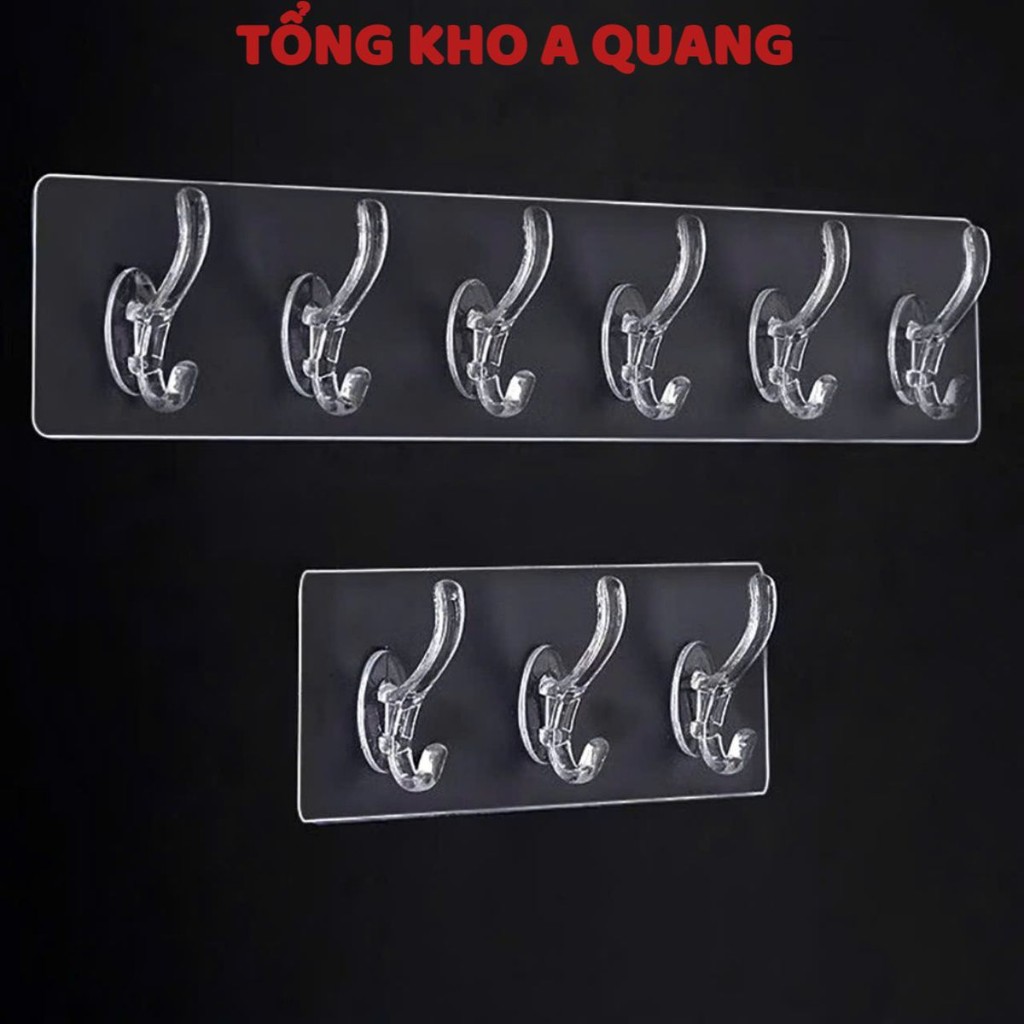 [COMBO 10] THANH NHỰA 6 MÓC DÁN TƯỜNG CHỊU LỰC, Móc Dán Tường 6 Móc Thanh Dài Nhựa Trong - MOCDANTUONG89